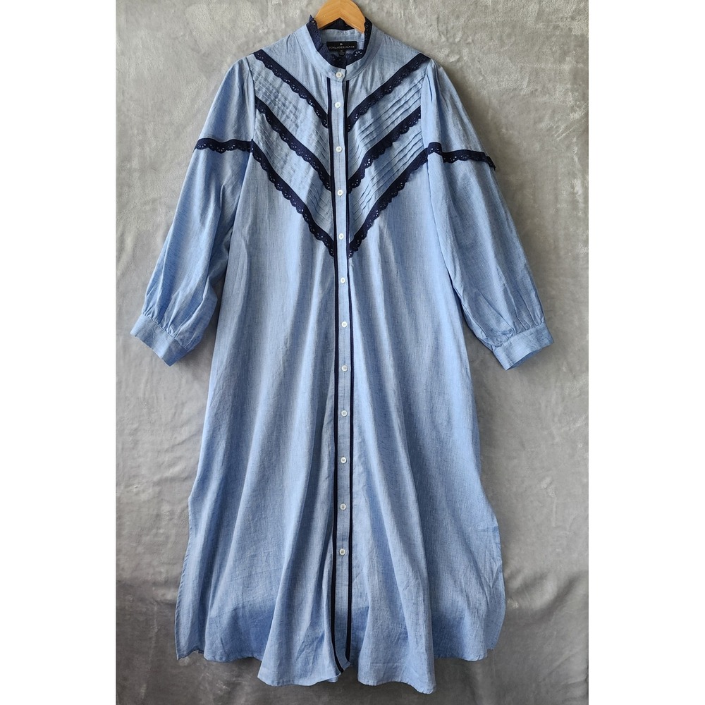 Tuckernuck Pomander Place Dress Size XL Cotton Linen Blend Lace Trim Midi Shirt